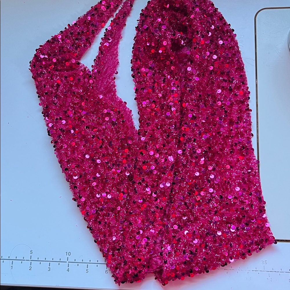 Sparkling Pink Sequin scrap fabric